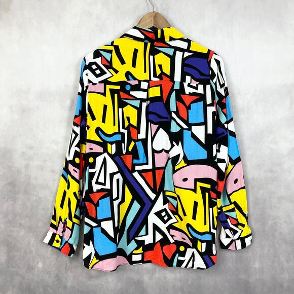 VTG Big Dart Womens Top Size US 10 Geometric Pop Art 90s Retro Maximalist Rayon - Picture 2 of 11